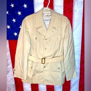 Mens Zero King Vintage Belted Canvas Safari Jacket Size 40